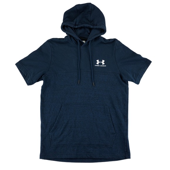 Under Armour Sportstyle Hoodie Mens Small Navy Blue Short Sleeve GYM‎ Workout - Picture 1 of 7